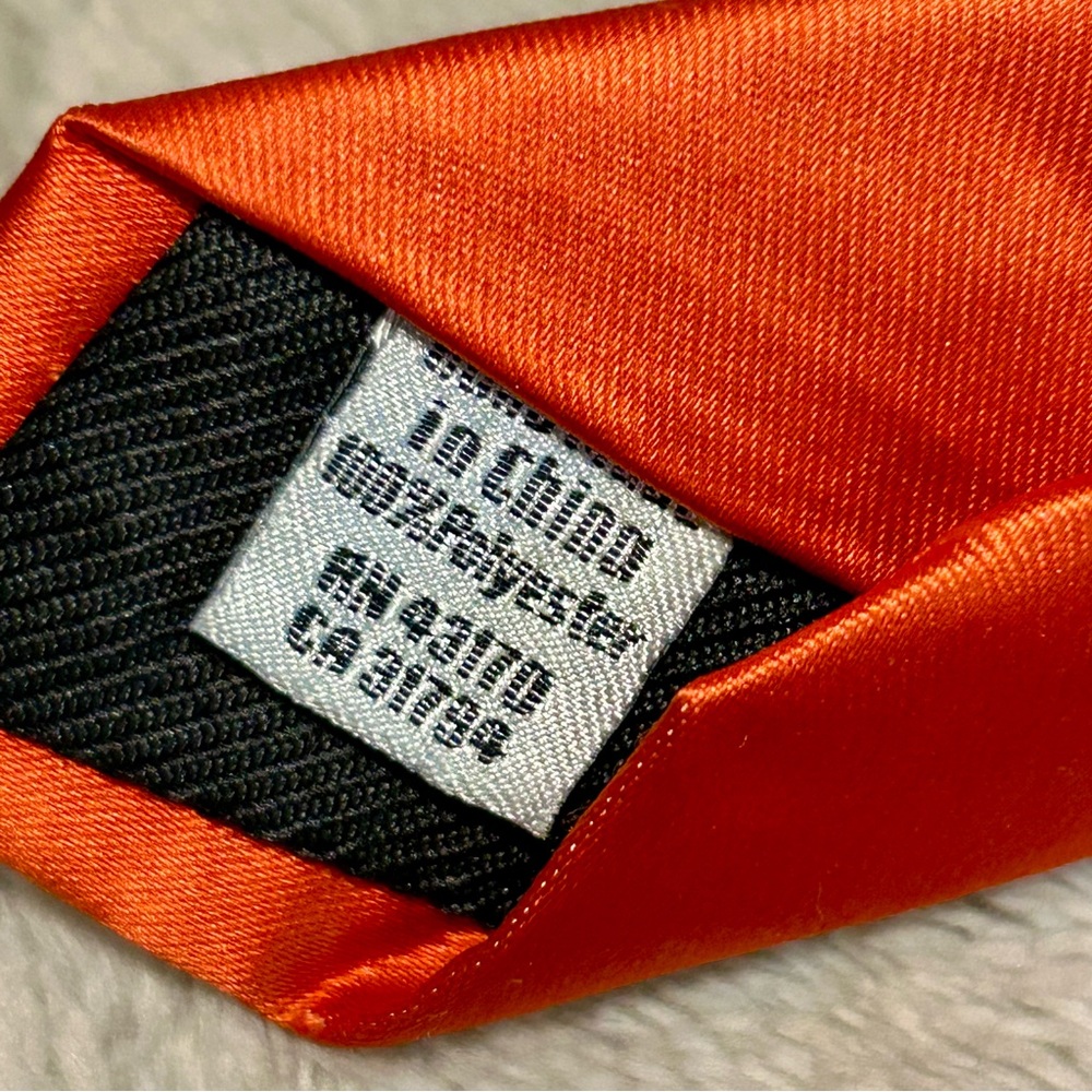 Geoffrey Beene Elegant Orange Silk Tie 3.25” Wide 58” Long Satin NWOT - Picture 4 of 5